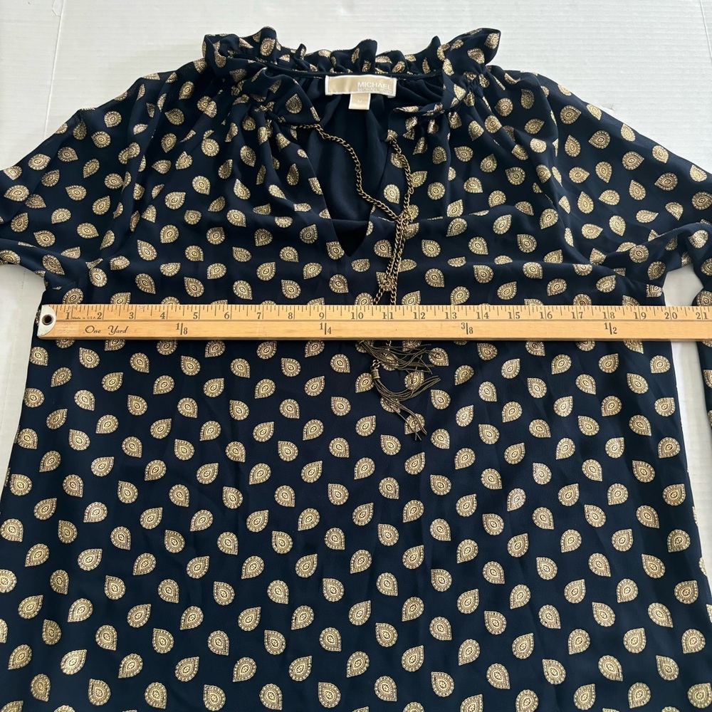 Michael Kors Bergalia Raglan Blouse Foiled Print Chain Tassels‎ Size M NEW - Picture 7 of 14